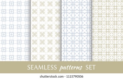 Set of seamless line patterns. Colorful geometric backgrounds collection. Endless repeating linear texture for wallpaper, packaging, banners, invitations, business cards, fabric print
