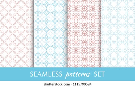 Set of seamless line patterns. Colorful geometric backgrounds collection. Endless repeating linear texture for wallpaper, packaging, banners, invitations, business cards, fabric print