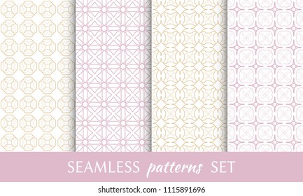 Set of seamless line patterns. Colorful geometric backgrounds collection. Endless repeating linear texture for wallpaper, packaging, banners, invitations, business cards, fabric print