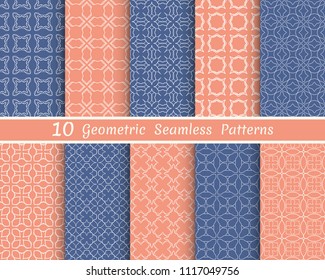 Set of seamless line patterns. Colorful geometric backgrounds collection. Endless repeating linear texture for wallpaper, packaging, banners, invitations, business cards, fabric print