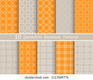 Set of seamless line patterns. Colorful geometric backgrounds collection. Endless repeating linear texture for wallpaper, packaging, banners, invitations, business cards, fabric print