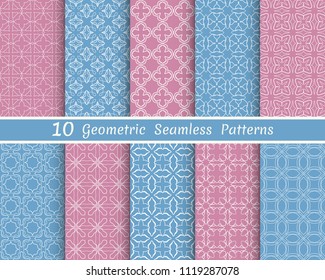 Set of seamless line patterns. Colorful geometric backgrounds collection. Endless repeating linear texture for wallpaper, packaging, banners, invitations, business cards, fabric print