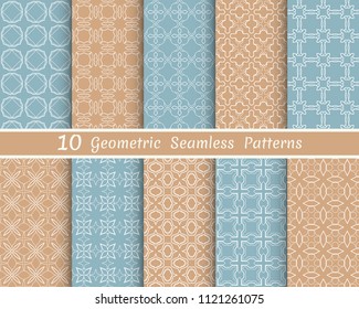 Set of seamless line patterns. Colorful geometric backgrounds collection. Endless repeating linear texture for wallpaper, packaging, banners, invitations, business cards, fabric print