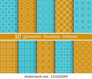 Set of seamless line patterns. Colorful geometric backgrounds collection. Endless repeating linear texture for wallpaper, packaging, banners, invitations, business cards, fabric print