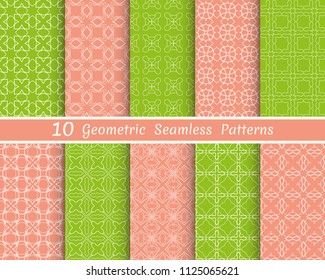 Set of seamless line patterns. Colorful geometric backgrounds collection. Endless repeating linear texture for wallpaper, packaging, banners, invitations, business cards, fabric print