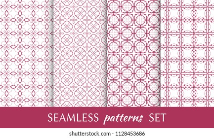 Set of seamless line patterns. Colorful geometric backgrounds collection. Endless repeating linear texture for wallpaper, packaging, banners, invitations, business cards, fabric print