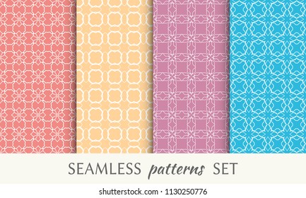 Set of seamless line patterns. Colorful geometric backgrounds collection. Endless repeating linear texture for wallpaper, packaging, banners, invitations, business cards, fabric print