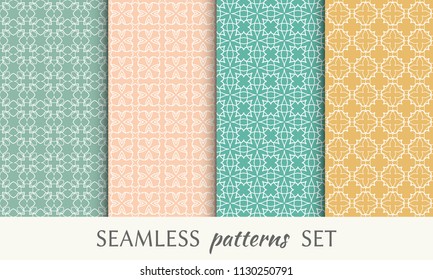 Set of seamless line patterns. Colorful geometric backgrounds collection. Endless repeating linear texture for wallpaper, packaging, banners, invitations, business cards, fabric print