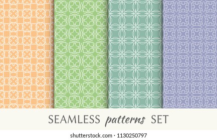 Set of seamless line patterns. Colorful geometric backgrounds collection. Endless repeating linear texture for wallpaper, packaging, banners, invitations, business cards, fabric print