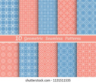 Set of seamless line patterns. Colorful geometric backgrounds collection. Endless repeating linear texture for wallpaper, packaging, banners, invitations, business cards, fabric print