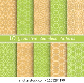 Set of seamless line patterns. Colorful geometric backgrounds collection. Endless repeating linear texture for wallpaper, packaging, banners, invitations, business cards, fabric print
