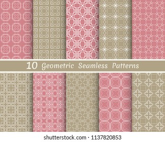Set of seamless line patterns. Colorful geometric backgrounds collection. Endless repeating linear texture for wallpaper, packaging, banners, invitations, business cards, fabric print