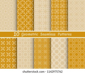 Set of seamless line patterns. Colorful geometric backgrounds collection. Endless repeating linear texture for wallpaper, packaging, banners, invitations, business cards, fabric print