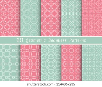 Set of seamless line patterns. Colorful geometric backgrounds collection. Endless repeating linear texture for wallpaper, packaging, banners, invitations, business cards, fabric print