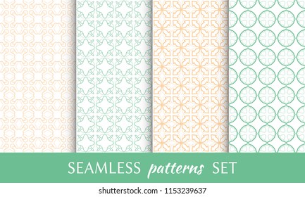 Set of seamless line patterns. Colorful geometric backgrounds collection. Endless repeating linear texture for wallpaper, packaging, banners, invitations, business cards, fabric print