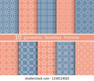 Set of seamless line patterns. Colorful geometric backgrounds collection. Endless repeating linear texture for wallpaper, packaging, banners, invitations, business cards, fabric print