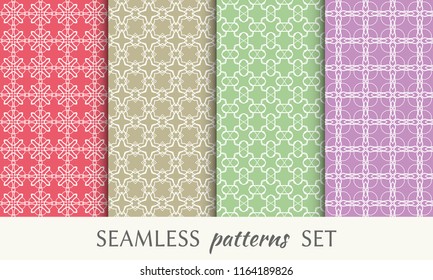 Set of seamless line patterns. Colorful geometric backgrounds collection. Endless repeating linear texture for wallpaper, packaging, banners, invitations, business cards, fabric print