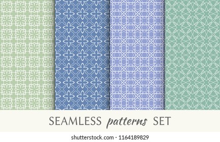 Set of seamless line patterns. Colorful geometric backgrounds collection. Endless repeating linear texture for wallpaper, packaging, banners, invitations, business cards, fabric print