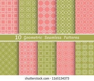 Set of seamless line patterns. Colorful geometric backgrounds collection. Endless repeating linear texture for wallpaper, packaging, banners, invitations, business cards, fabric print