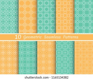 Set of seamless line patterns. Colorful geometric backgrounds collection. Endless repeating linear texture for wallpaper, packaging, banners, invitations, business cards, fabric print