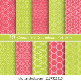 Set of seamless line patterns. Colorful geometric backgrounds collection. Endless repeating linear texture for wallpaper, packaging, banners, invitations, business cards, fabric print