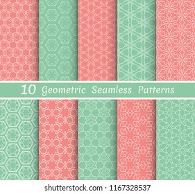 Set of seamless line patterns. Colorful geometric backgrounds collection. Endless repeating linear texture for wallpaper, packaging, banners, invitations, business cards, fabric print