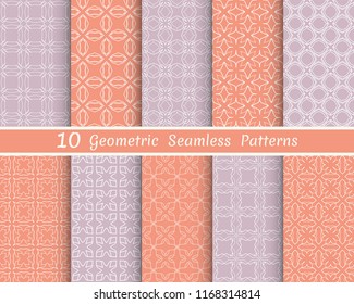 Set of seamless line patterns. Colorful geometric backgrounds collection. Endless repeating linear texture for wallpaper, packaging, banners, invitations, business cards, fabric print