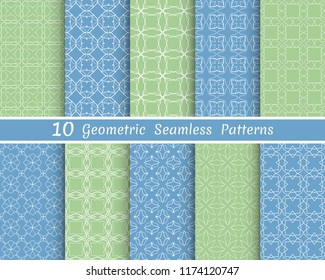 Set of seamless line patterns. Colorful geometric backgrounds collection. Endless repeating linear texture for wallpaper, packaging, banners, invitations, business cards, fabric print