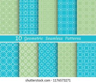 Set of seamless line patterns. Colorful geometric backgrounds collection. Endless repeating linear texture for wallpaper, packaging, banners, invitations, business cards, fabric print