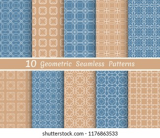 Set of seamless line patterns. Colorful geometric backgrounds collection. Endless repeating linear texture for wallpaper, packaging, banners, invitations, business cards, fabric print