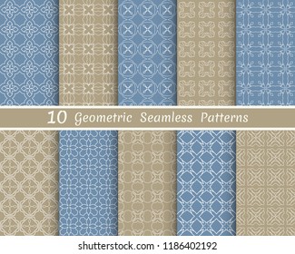 Set of seamless line patterns. Colorful geometric backgrounds collection. Endless repeating linear texture for wallpaper, packaging, banners, invitations, business cards, fabric print