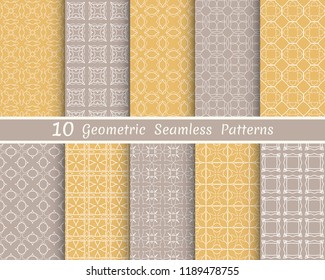 Set of seamless line patterns. Colorful geometric backgrounds collection. Endless repeating linear texture for wallpaper, packaging, banners, invitations, business cards, fabric print