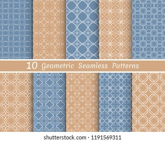 Set of seamless line patterns. Colorful geometric backgrounds collection. Endless repeating linear texture for wallpaper, packaging, banners, invitations, business cards, fabric print