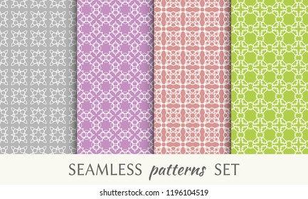 Set of seamless line patterns. Colorful geometric backgrounds collection. Endless repeating linear texture for wallpaper, packaging, banners, invitations, business cards, fabric print