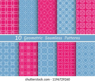 Set of seamless line patterns. Colorful geometric backgrounds collection. Endless repeating linear texture for wallpaper, packaging, banners, invitations, business cards, fabric print