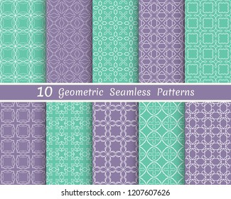 Set of seamless line patterns. Colorful geometric backgrounds collection. Endless repeating linear texture for wallpaper, packaging, banners, invitations, business cards, fabric print