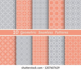 Set of seamless line patterns. Colorful geometric backgrounds collection. Endless repeating linear texture for wallpaper, packaging, banners, invitations, business cards, fabric print