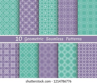 Set of seamless line patterns. Colorful geometric backgrounds collection. Endless repeating linear texture for wallpaper, packaging, banners, invitations, business cards, fabric print