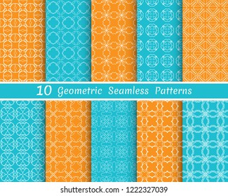 Set of seamless line patterns. Colorful geometric backgrounds collection. Endless repeating linear texture for wallpaper, packaging, banners, invitations, business cards, fabric print