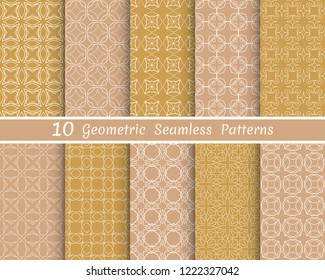 Set of seamless line patterns. Colorful geometric backgrounds collection. Endless repeating linear texture for wallpaper, packaging, banners, invitations, business cards, fabric print