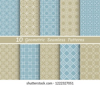 Set of seamless line patterns. Colorful geometric backgrounds collection. Endless repeating linear texture for wallpaper, packaging, banners, invitations, business cards, fabric print