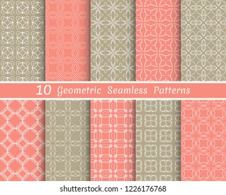 Set of seamless line patterns. Colorful geometric backgrounds collection. Endless repeating linear texture for wallpaper, packaging, banners, invitations, business cards, fabric print
