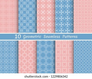 Set of seamless line patterns. Colorful geometric backgrounds collection. Endless repeating linear texture for wallpaper, packaging, banners, invitations, business cards, fabric print