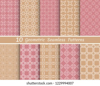 Set of seamless line patterns. Colorful geometric backgrounds collection. Endless repeating linear texture for wallpaper, packaging, banners, invitations, business cards, fabric print