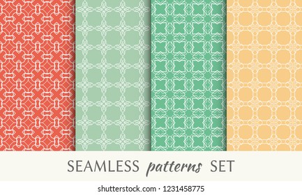 Set of seamless line patterns. Colorful geometric backgrounds collection. Endless repeating linear texture for wallpaper, packaging, banners, invitations, business cards, fabric print