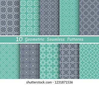 Set of seamless line patterns. Colorful geometric backgrounds collection. Endless repeating linear texture for wallpaper, packaging, banners, invitations, business cards, fabric print