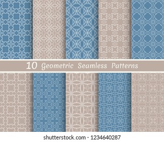 Set of seamless line patterns. Colorful geometric backgrounds collection. Endless repeating linear texture for wallpaper, packaging, banners, invitations, business cards, fabric print