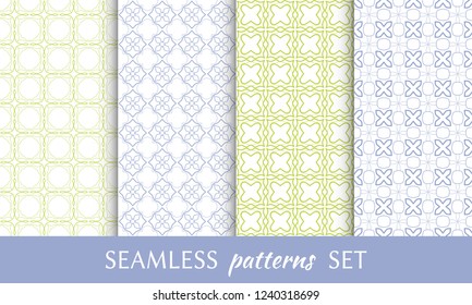 Set of seamless line patterns. Colorful geometric backgrounds collection. Endless repeating linear texture for wallpaper, packaging, banners, invitations, business cards, fabric print