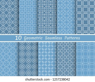 Set of seamless line patterns. Colorful geometric backgrounds collection. Endless repeating linear texture for wallpaper, packaging, banners, invitations, business cards, fabric print