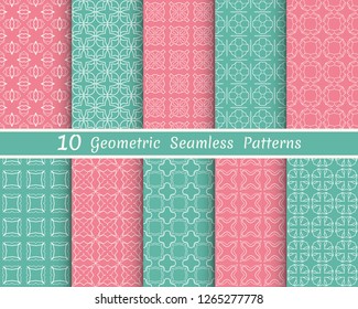 Set of seamless line patterns. Colorful geometric backgrounds collection. Endless repeating linear texture for wallpaper, packaging, banners, invitations, business cards, fabric print